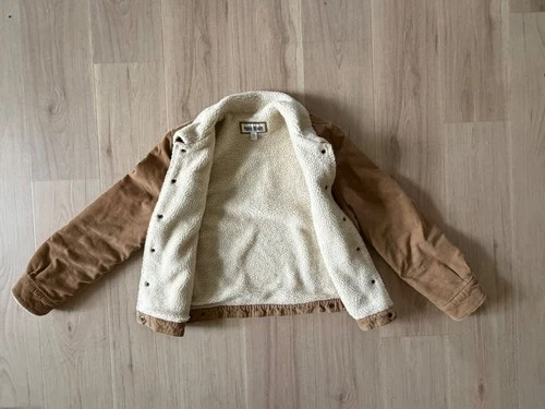 Vintage 90s Marvin Richards Corduroy Sherpa Lined Trucker Jacket Tan Unisex L image 6