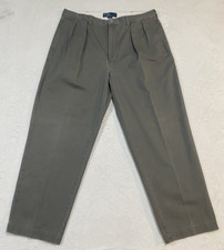 Polo Ralph Lauren Pants Mens 38x30 Andrew Pleated Olive Chino Preppy Vintage