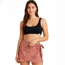 Andie Ditsy Floral Rose Sarong Wrap Skirt Size L | Swim Cover Up Bottom NWT