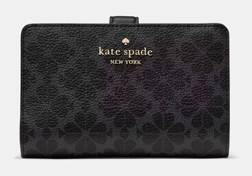 Kate Spade Medium Bifold Wallet Spade Flower Black KN756 NWT $199