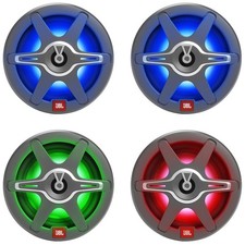2 Pair QTY 4 JBL 6.5" 225W 2-Way Marine RGB LED Speaker W/White  Grey Grilles