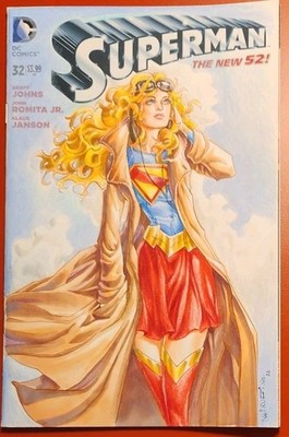 Supergirl Sketch Nei Ruffino - Superman #32 Blank Variant - DC New 52 Comics