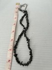 Vintage Heavy Black Hematite Stone Chunk Chip Necklace 18” — photo 2
