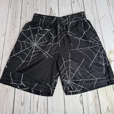 Romwe All Over Print Spiderweb Spider Shorts Mens Medium Black 7" Inseam
