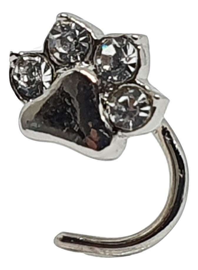 Piercing Nez Patte De Chat/chien Zircone Cubique 4 Pierres - 20g (0.8mm) Acier 316L - Neuf