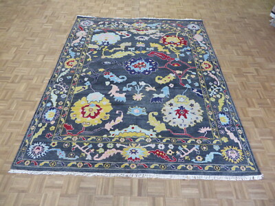 7'10 x 9'10 Hand Knotted Gray Turkish Knotted Oushak Oriental Rug G8585