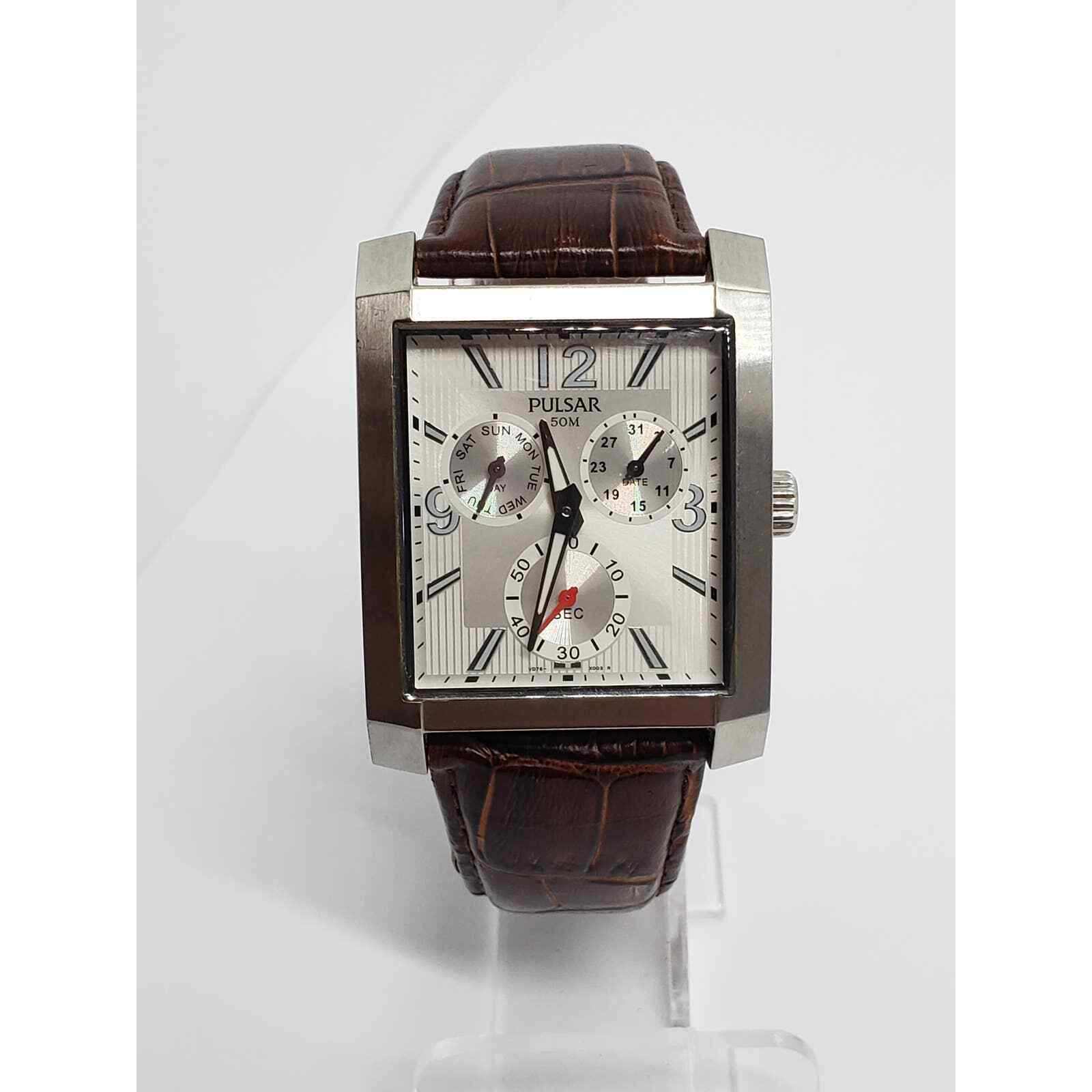 Men's Pulsar watch. Square multi function face. V… - image 2