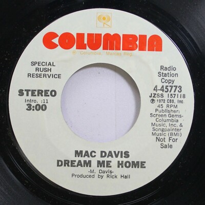 Country Promo 45 Mac Davis - Dream Me Home / Dream Me Home On Columbia