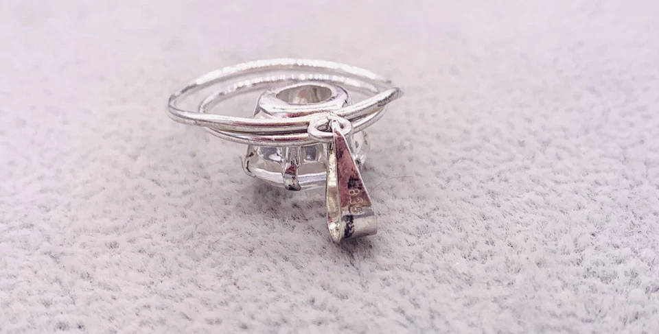 835/- Silber Anhänger mit weißen simulierten Diamanten 2,6 cm lang - Bild 2 von 2