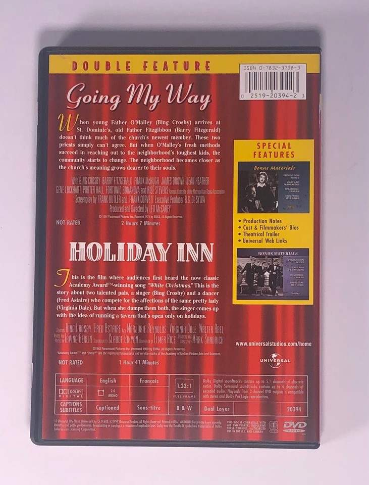 Holiday Inn / Going My Way (DVD, 1942 & 1944) Bing Crosby Fred Astaire