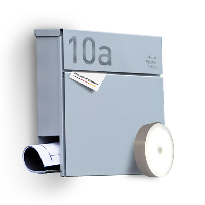 Radius  Designer Briefkasten Edelstahl - Letterman 6 Silber - Personalisierbar