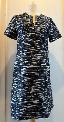 Tory Burch Dina Kleid Space Dyed Print Laser Cutout Shift 12 UK Brandneu mit Etikett UVP 495  