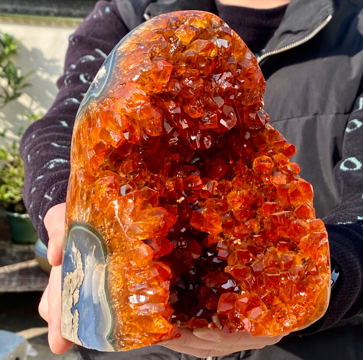 6.93LB Superb Yellow Citrine Crystal Cave Decor Stone Cathedral Geode Specimen