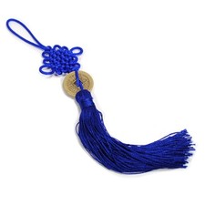 FENG SHUI FORTUNE COIN TASSEL BLUE Hanging Cure NEW Love Peace Contentment Trust