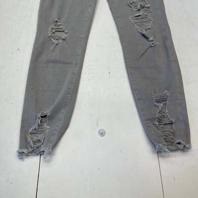 American Eagle AEO Light Grey Mid Rise Distressed Jegging Jeans