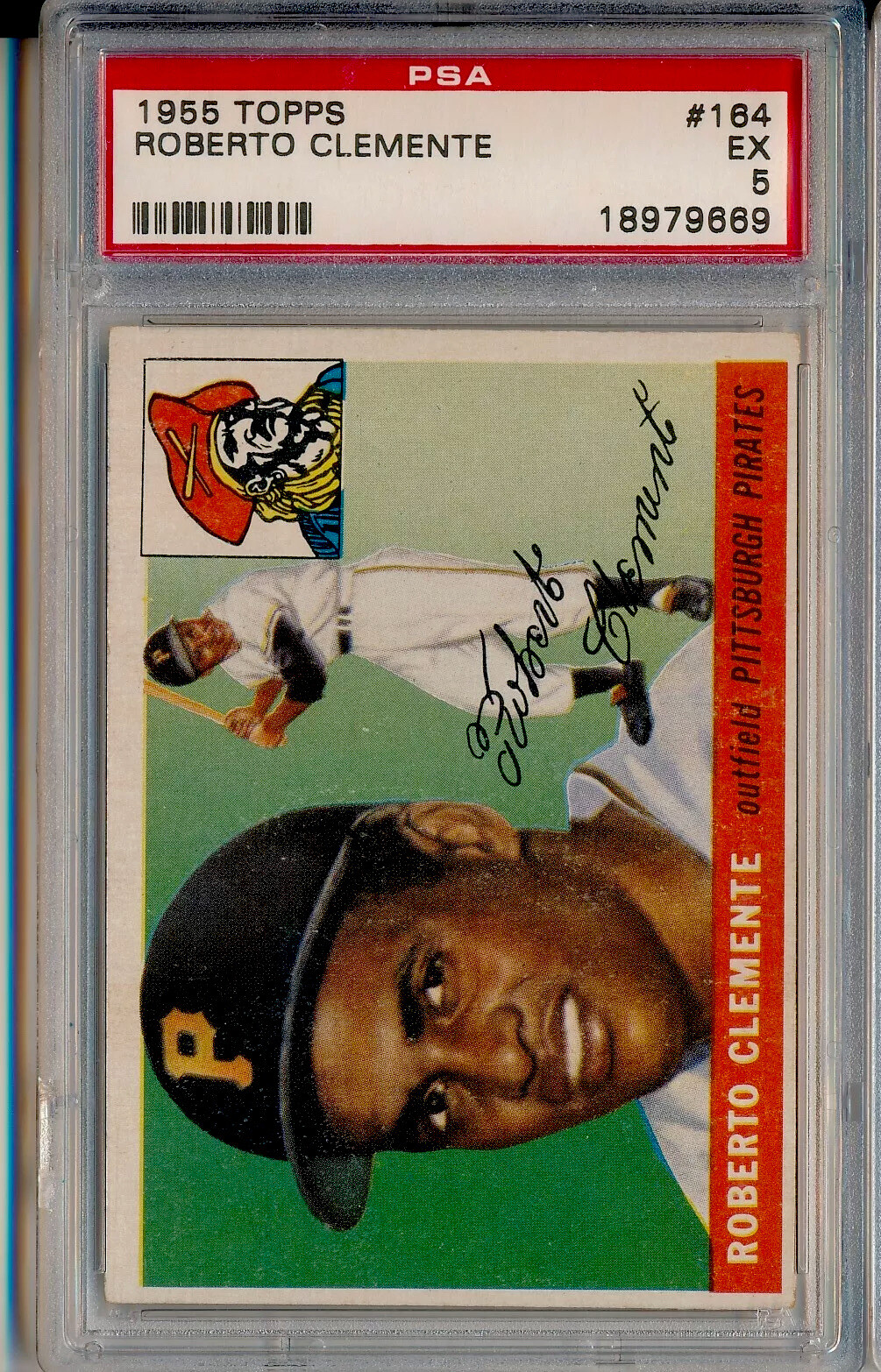 1955 TOPPS #164 ROBERTO CLEMENTE, ROOKIE - PSA 5 EX