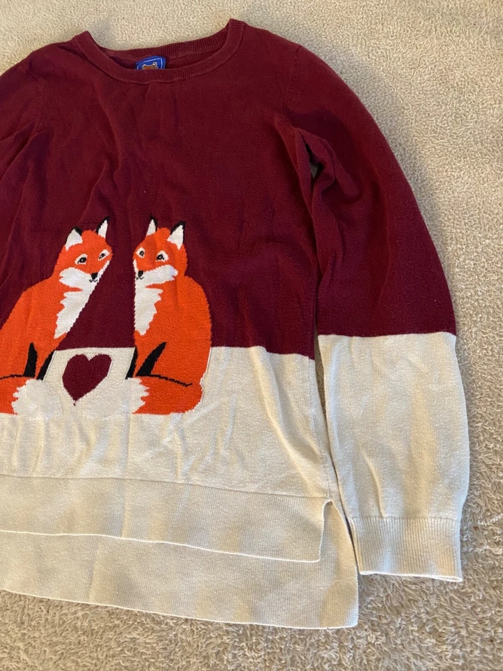 VTG Le Tigre Fox Heart Sweater 100% Cotton Women's Medium Retro 70s 80s Burgundy - Image 3 of 4