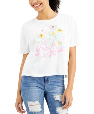Grayson Threads Black Juniors' Free to Roam Short-Sleeve T-Shirt White Size XS