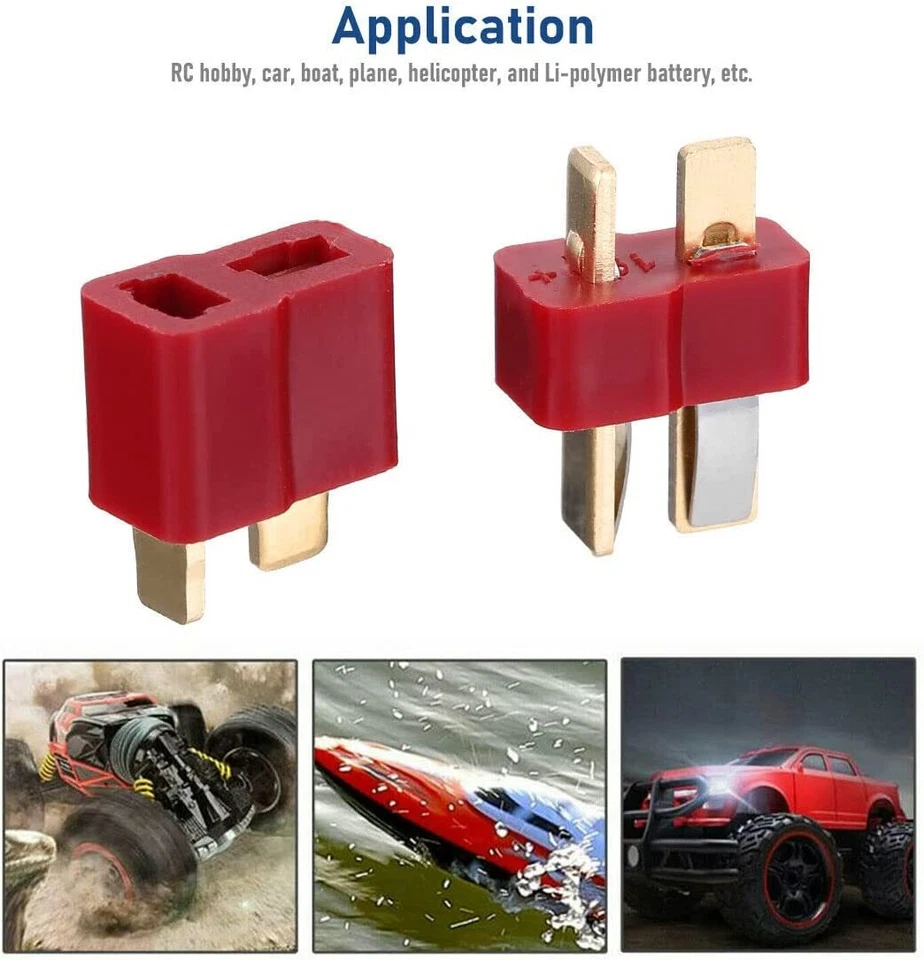 20Pcs T Plug Male & Female Connectors Deans Style For RC LiPo Battery Car Plane - Image 4 of 4