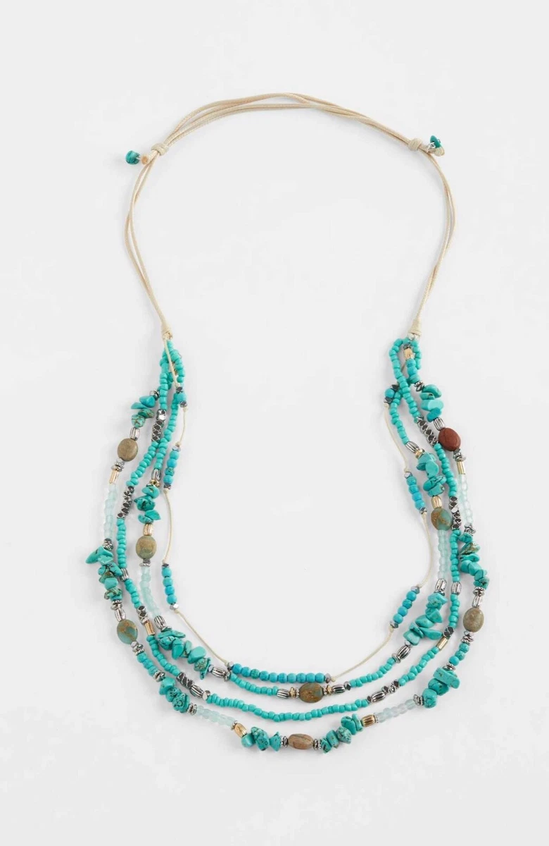 J. Jill NEW Gorgeous Turquoise Skies Beaded Strands Necklace NWT