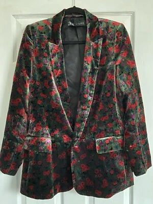 Zara Rare Floral Poppy Print Velvet Blazer Size S EUC - Image 1 of 4