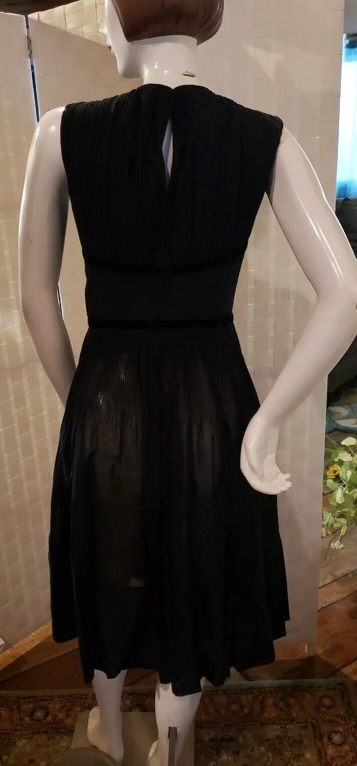 Vintage 1950s Black Classic Cotton Dress 1950s Si… - image 5