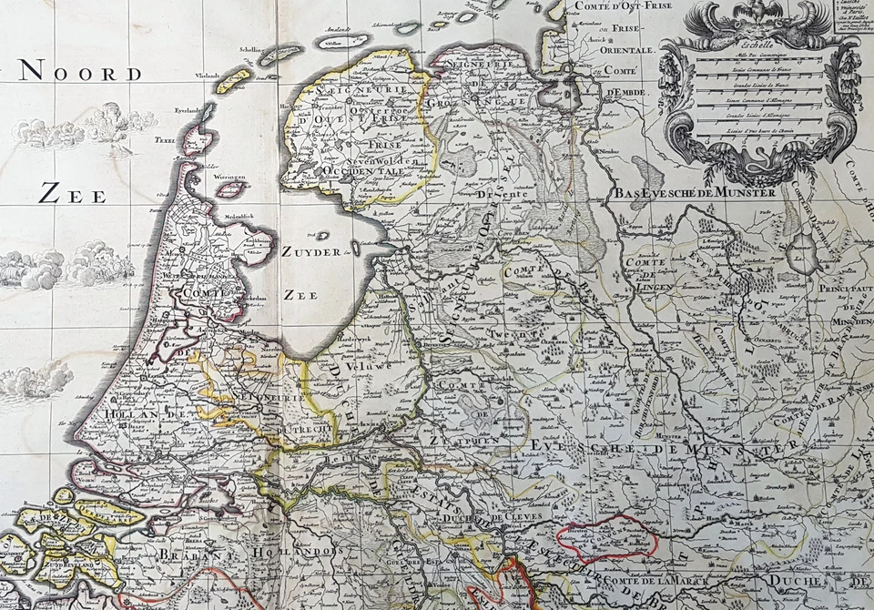 1692 Alexis Jaillot Large Antique Map of The Netherlands, Holland, Low Countries - Image 3 of 4