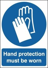 Image of Hand Protection Must Be Worn Warning Sign 1mm Rigid Plastic
