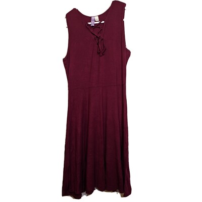 Francesca's Maroon Red Midi Dress Tank Top Tie Bow Summer