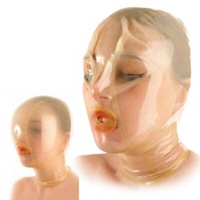 Transparent Latex Mask Rubber BDSM Fetish Full Bondage Mask Erotic Cosplay Hood
