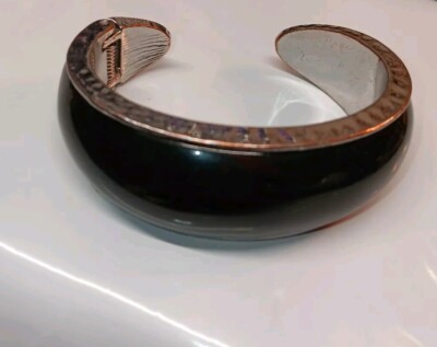Chicos Cuff Bracelet Black And Silver Tone