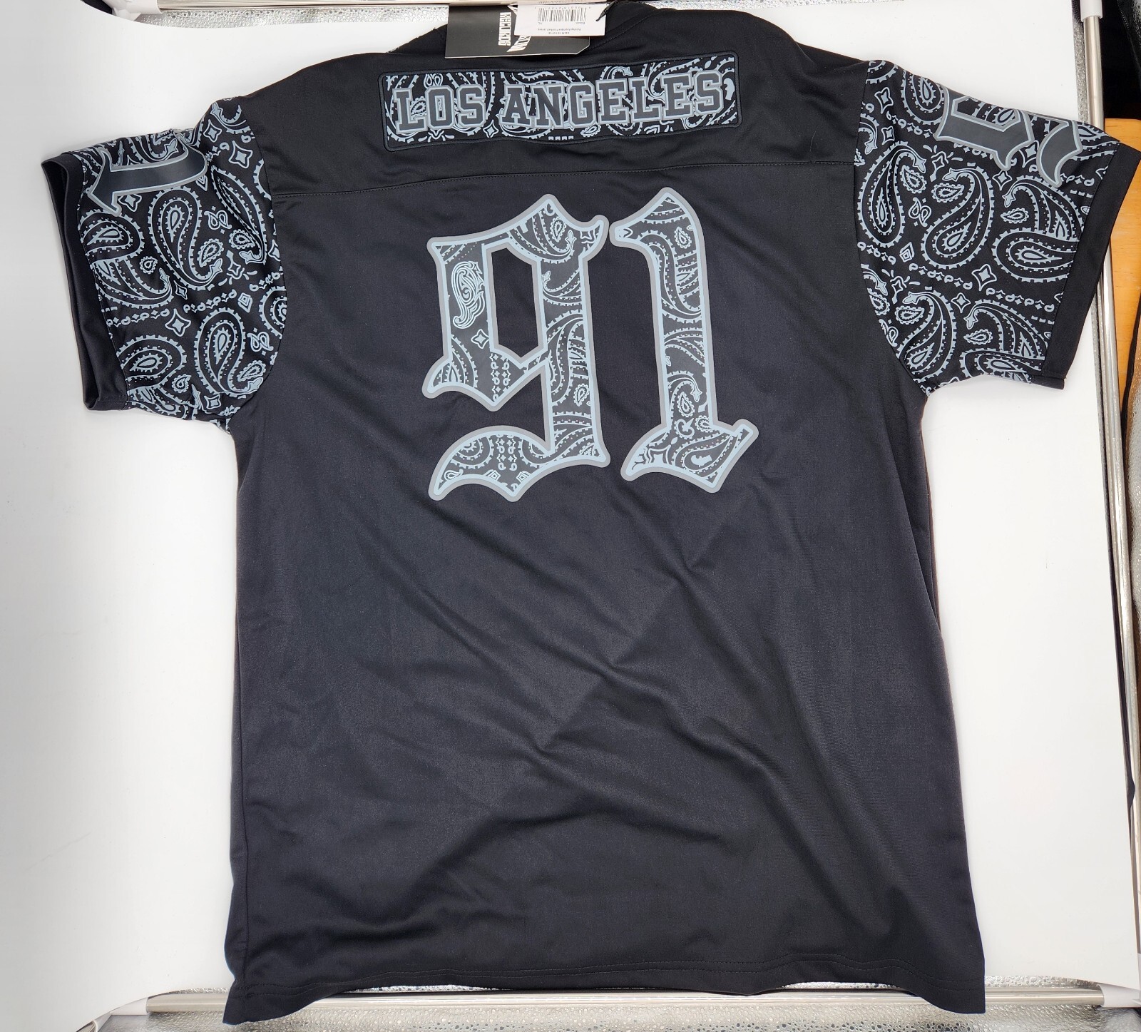 FILA Maglia calcio DeatDeath Row Records Los Angeles #91 uomo X Large nero paisley