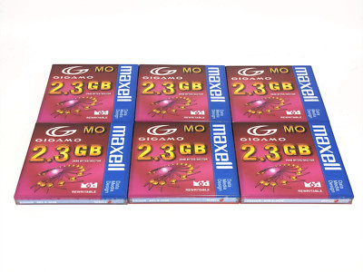 【 SEALED x 6 】Maxell Gigamo Rewritable MO Magneto Optical Disk 2.3GB #2728