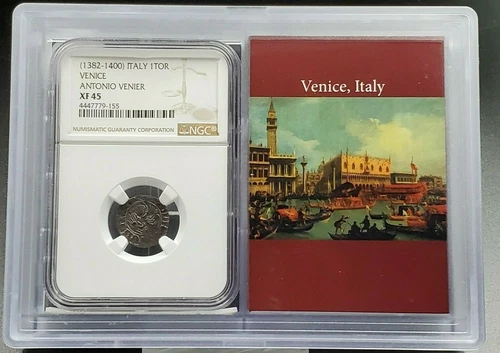 1382-1400 Italy 1TOR Venice Antonio Venier NGC XF45 Renaissance Medieval Coin