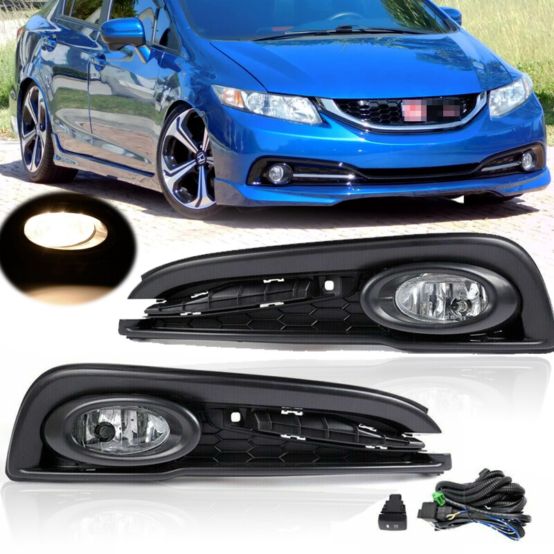 Fits 2013 2014 2015 Honda Civic 4Dr Sedan Bumper Fog Lights Pair Fog