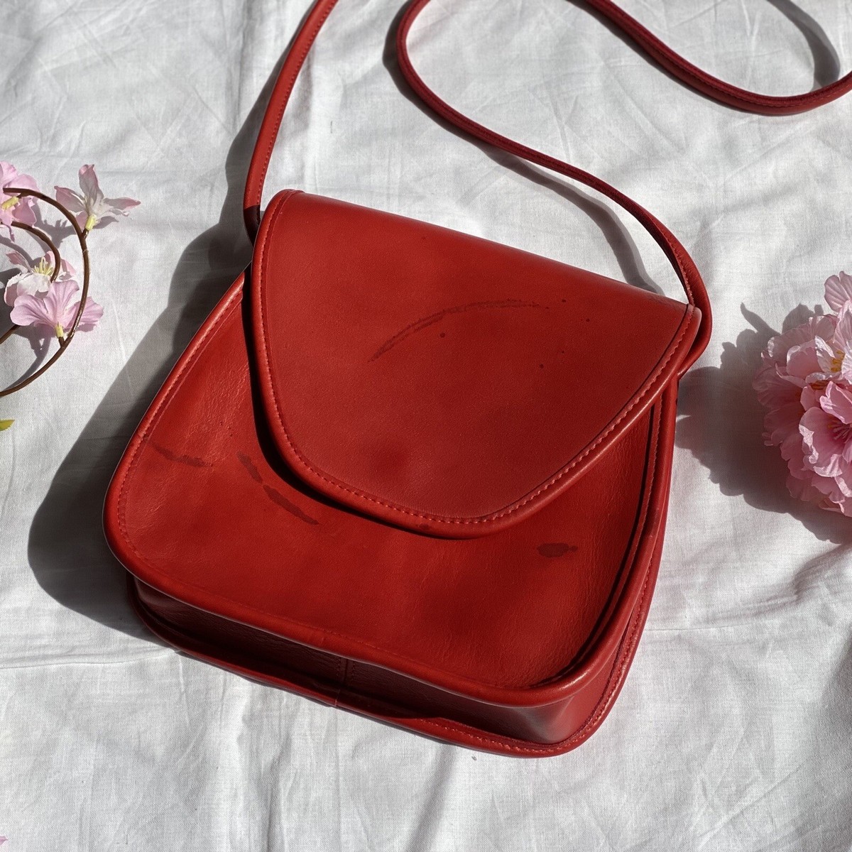 Old Vintage Coach 9888 Lindsay Bag Red Shoulder Crossbody Purse