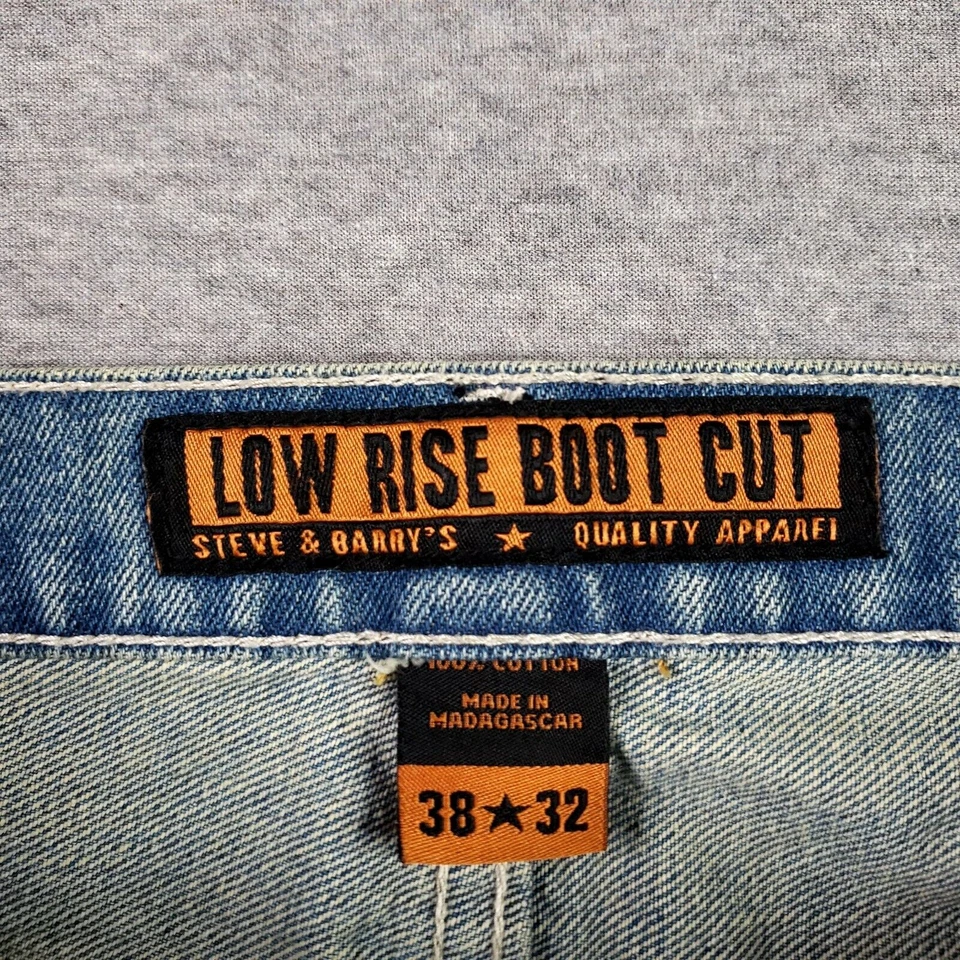 Jeans Steve & Barry's 38x32 tiro bajo corte bota azul vieja escuela de mezclilla pesada de colección Foto 4 de 4