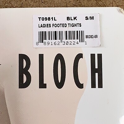 Bloch Women's Size S/M Black Contoursoft Footed Tights 1 Pair