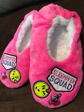 JUSTICE SLIPPERS EMOJI PINK LOVE PLUSH SLEEPOVER SQUAD SUPER SOFT COMFY XS,S,M,L