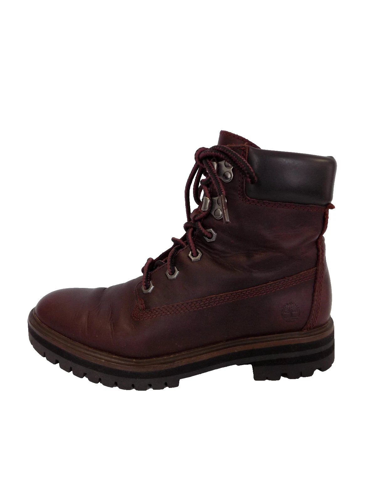 Stivali stringati Timberland taglia 5 donna pelle bordeaux suola grossa combattimento 6 pollici