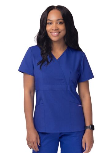 Sivvan Uniformi Donna Finto Avvolgente Infermiera Medico Scrub Top Vestibilità Crossover Semi-V - Foto 29 di 112