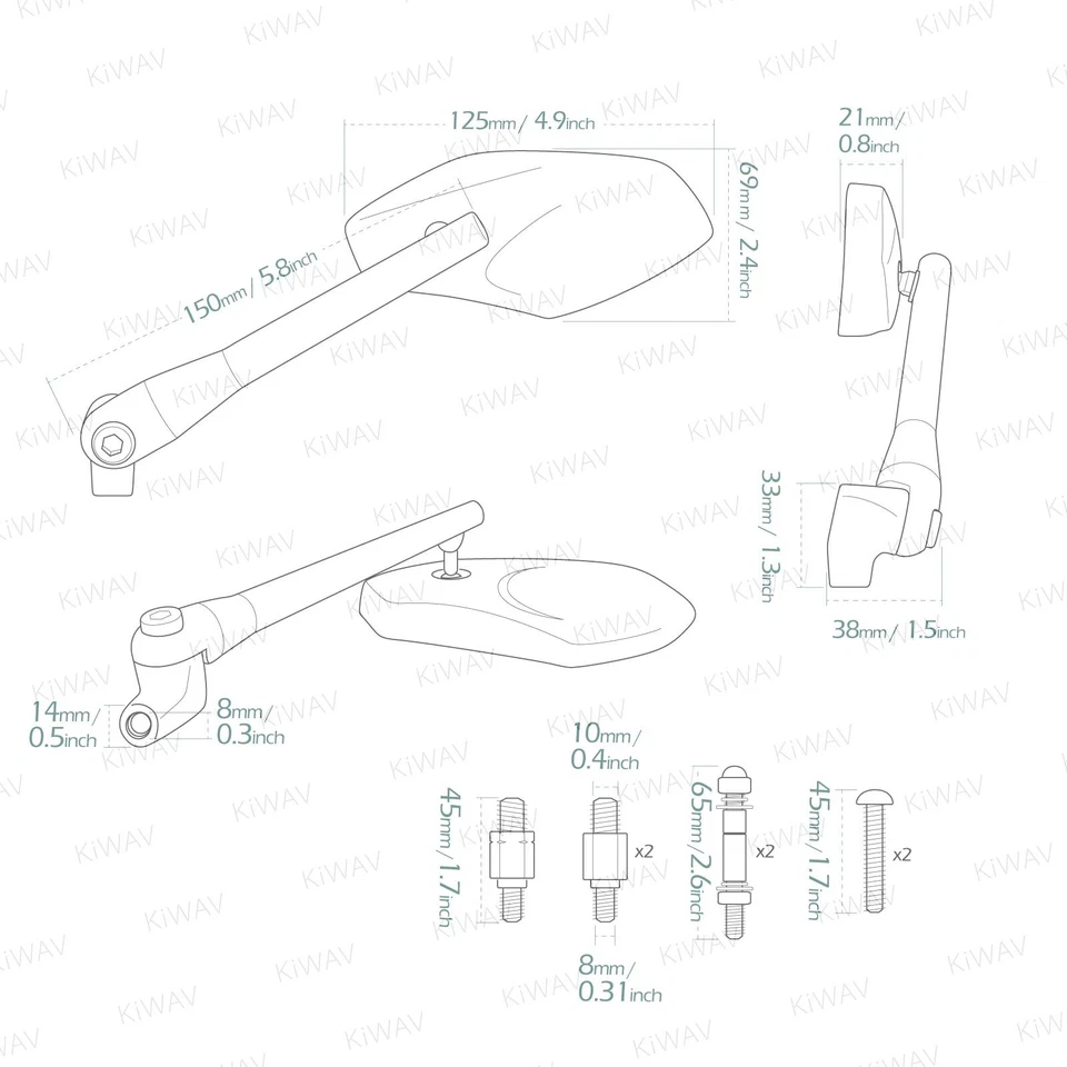 US Duty Paid mirrors billet chrome fits Suzuki Boulevard C109RT M109R C50 M90 — 第 2/4 张图片