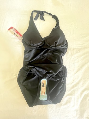 NWT Spanx Black Halter Slimming One Piece Swimsuit Gold Ring Style 2370 - Picture 9 of 19