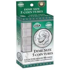 Whitman® Round Coin Tubes – Dime Tubes - 5 Count
