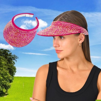 Sun Visors Hats Women Shiny Rhinestones Men Clip On Visor  display picture 2