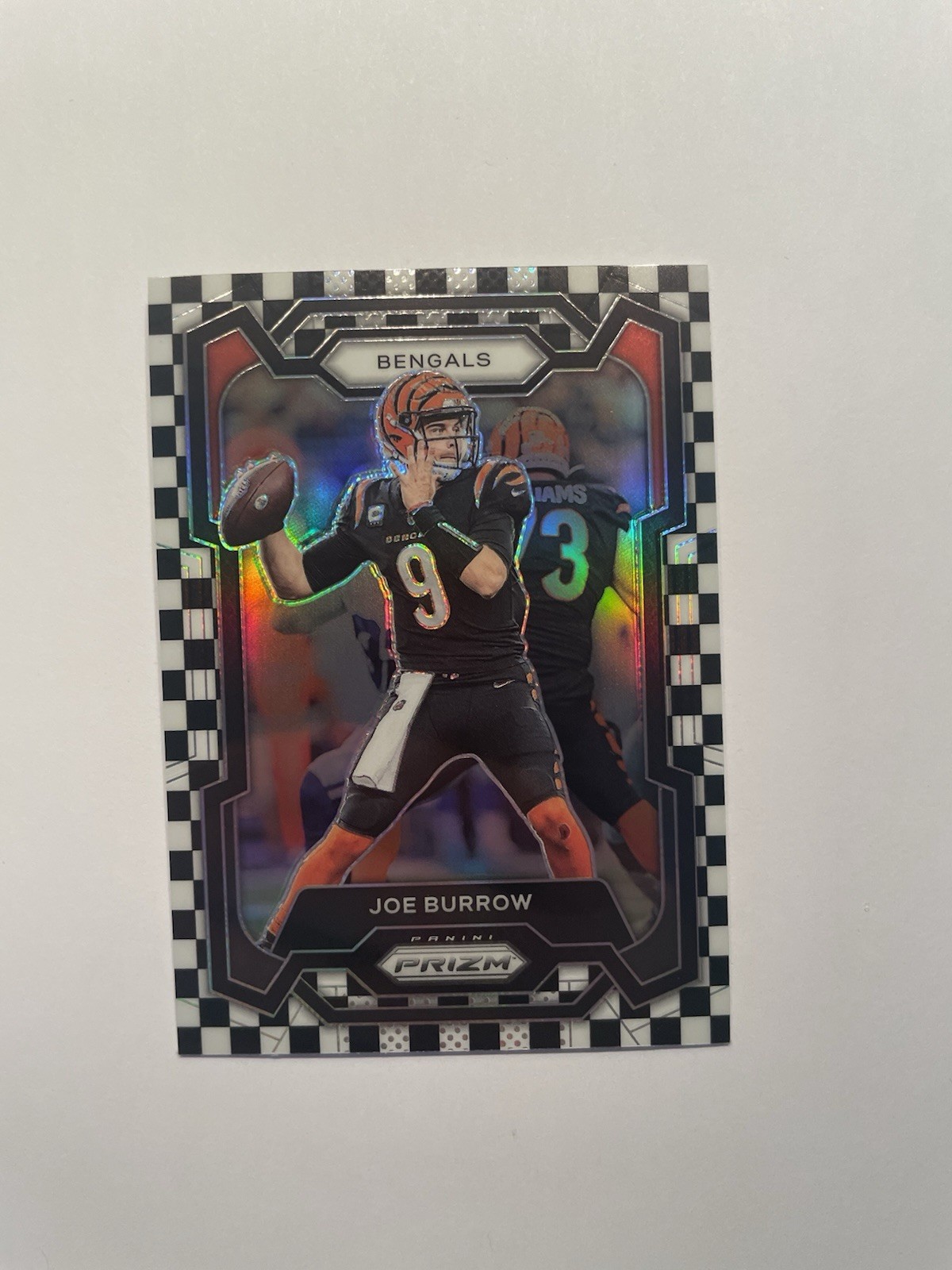 2023 Panini Prizm Prizms Black and White Checker - #57 Joe Burrow - SP - BENGALS