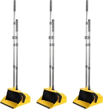 3-piece commercial broom and dustpan set, 51 inches - bright yellow