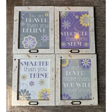 Girl or Nursery Room Decor Set of 4 Signs. 