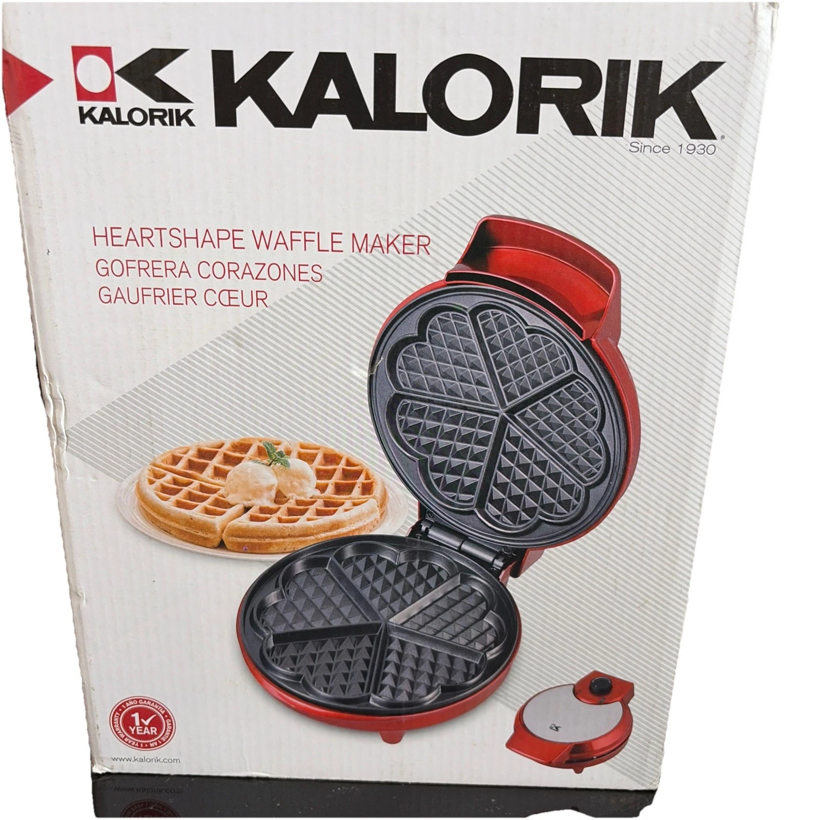 NEW Kalorik Non Stick Stainless Silver Belgian Waffle Maker Kitchen Food Cooking