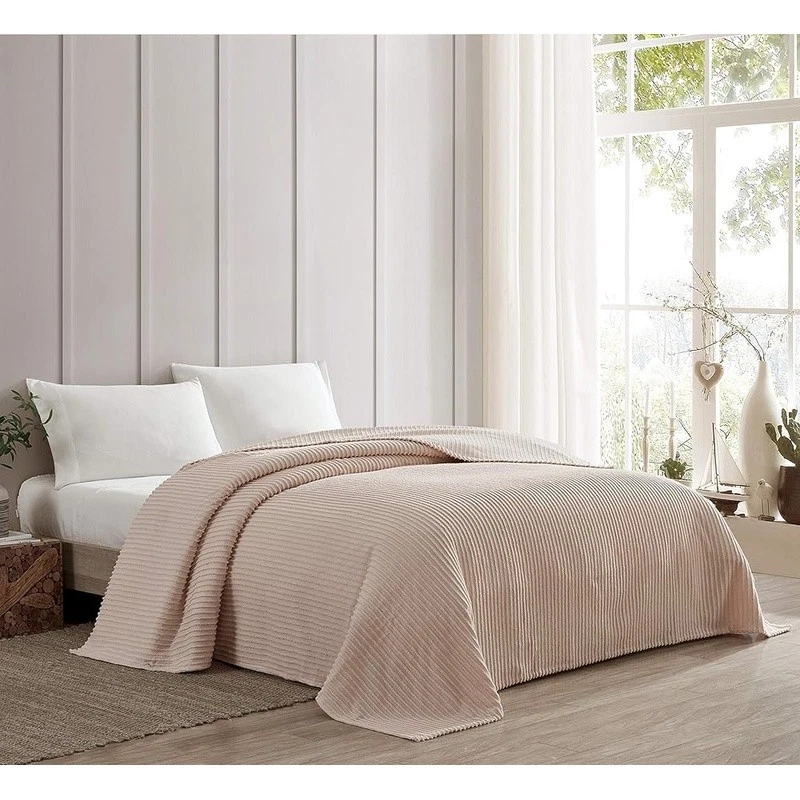 Colcha de chenilla color liso ropa de cama de algodón ligera elegante decoración de dormitorio Foto 3 de 4